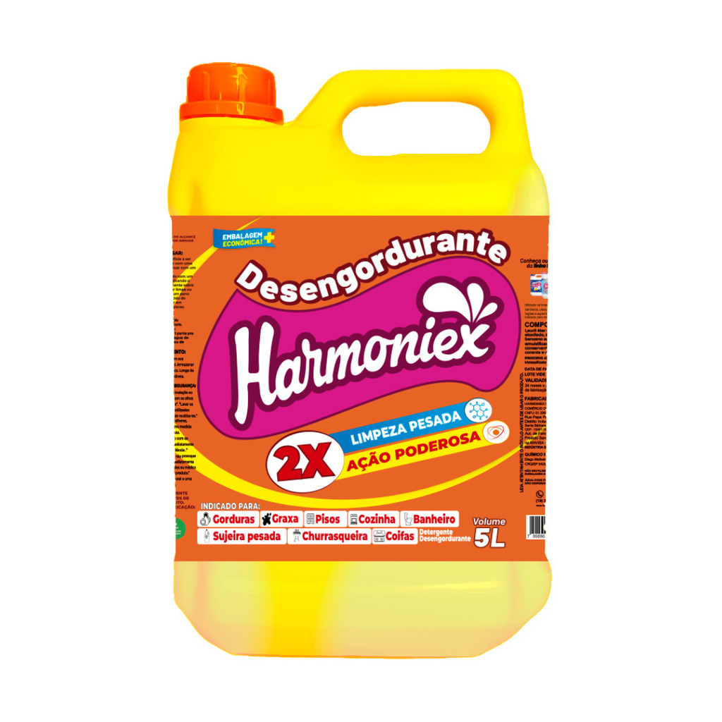 Desengordurante Limpeza Pesada 5L Harmoniex - Remove Gordura Sem ...