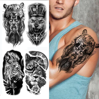 Adesivos De Tatuagem Para Mulheres E Homens , Lobo Tigre À Prova D'água , Crânio Da Morte , Temporária