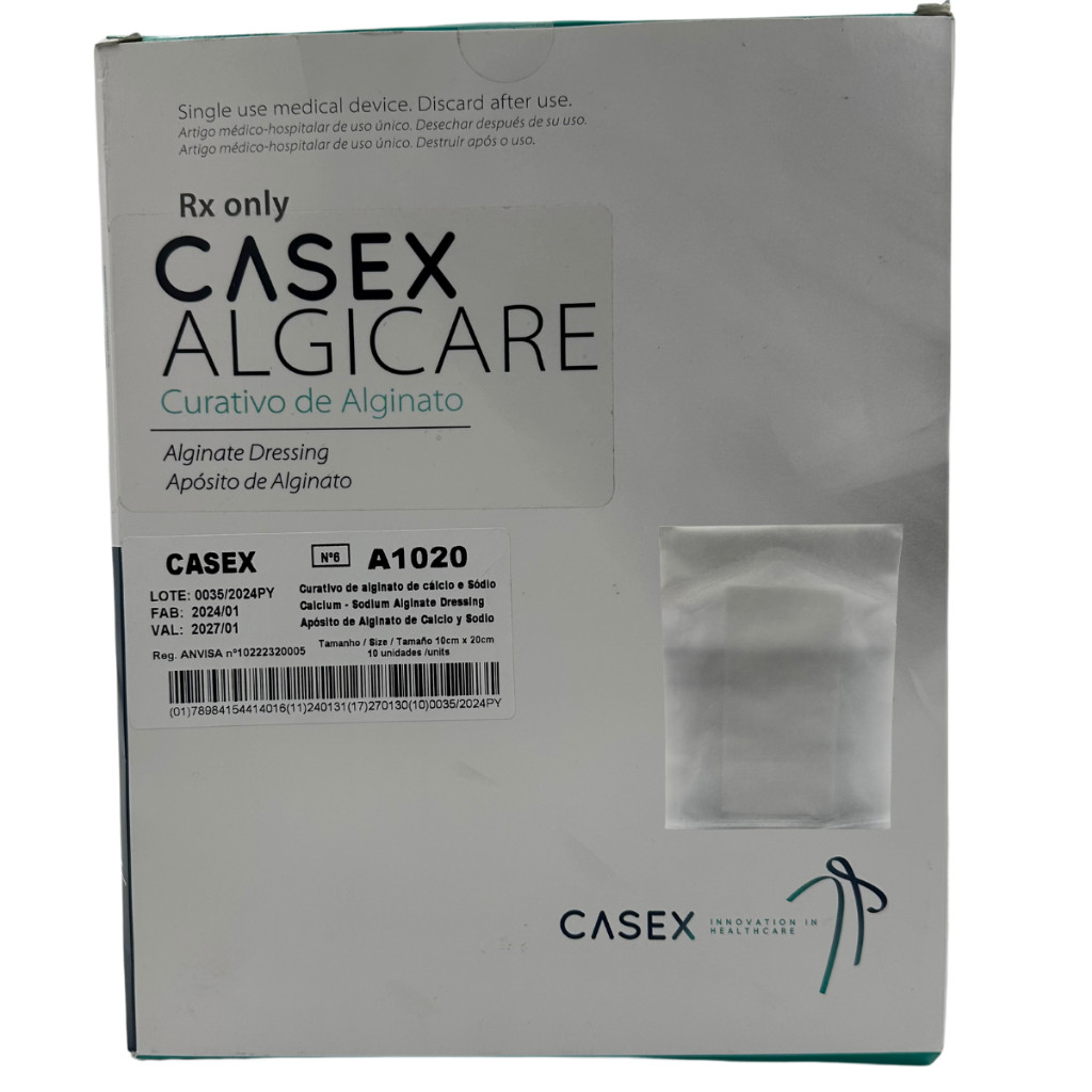 Curativo Casex Algicare com Alginato 10x20cm com 10 Unidades | Shopee ...