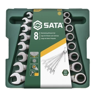 Jogo de Chave Combinada Sata com Catraca 8 a 19mm - Embalagem com 8 Peças em Oferta na Shopee
