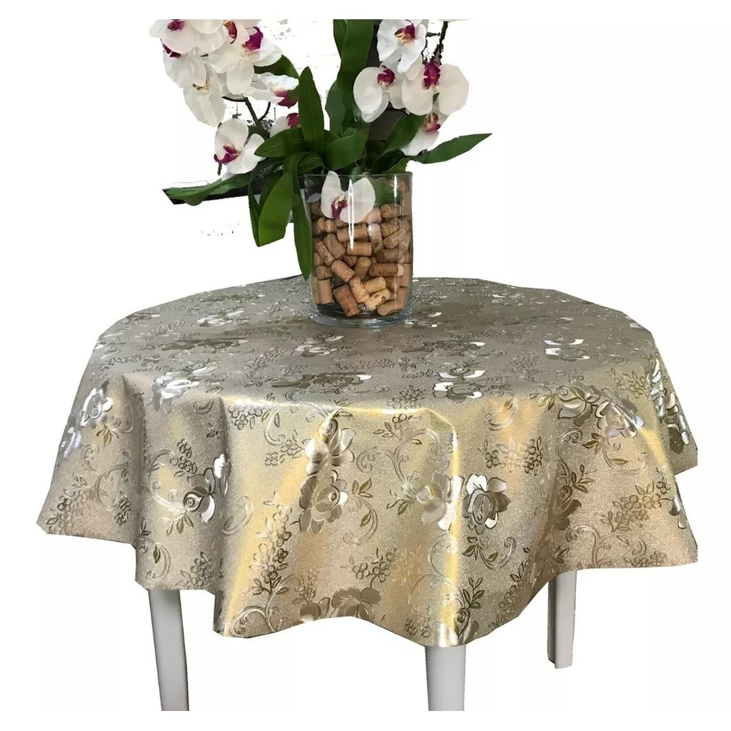 Toalha De Mesa Térmica Redonda Metalizada Dourado 1,40m | Shopee Brasil