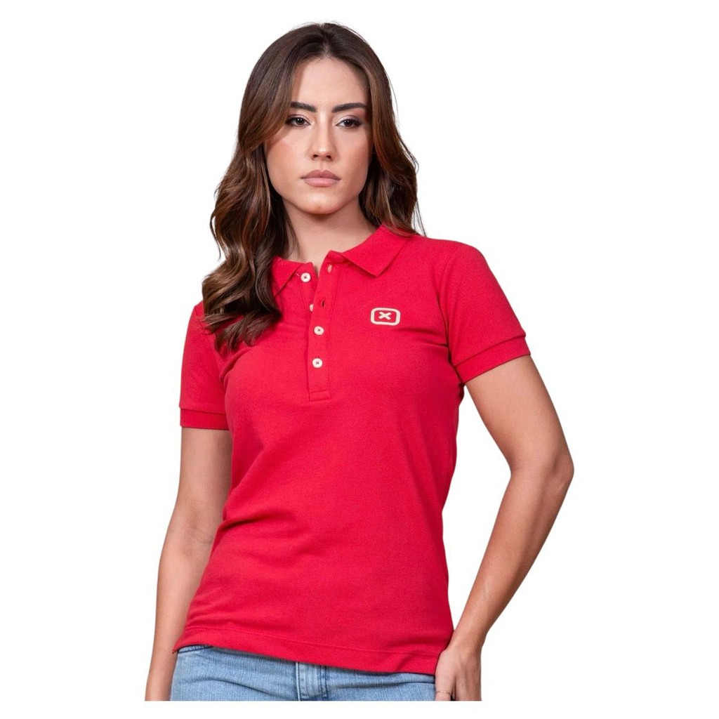 CAMISETA GOLA POLO TXC FEMININA SLIM CUSTOM-X TYPE VERMELHO