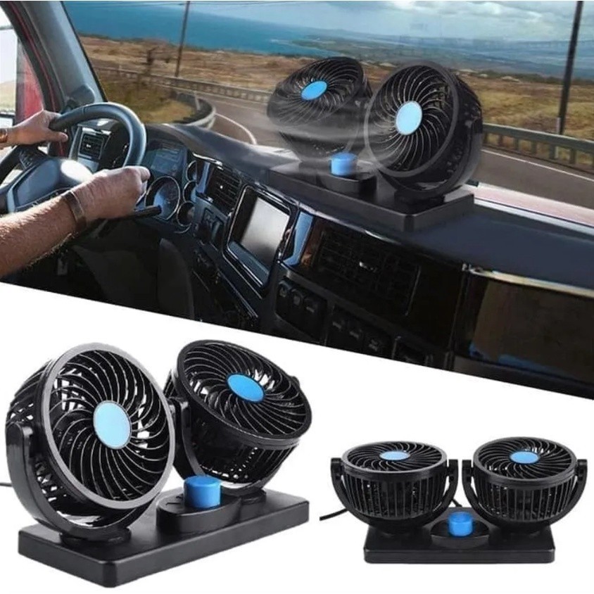 Ventilador Automotivo Duplo Alto Fluxo De Ar 12 Volts 360°