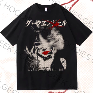 Anime Gótico Emo Camiseta Unissex Masculino Feminino 100% Algodão Streetwear Lançamento Plus Size