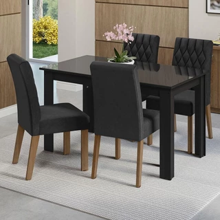 Conjunto Sala de Jantar Mesa Tampo de Vidro 4 Cadeiras Celina Madesa em Oferta na Shopee