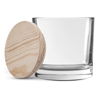 24 Copos De Vidro Whisky P/ Velas 265ml C/ Tampas De Madeira