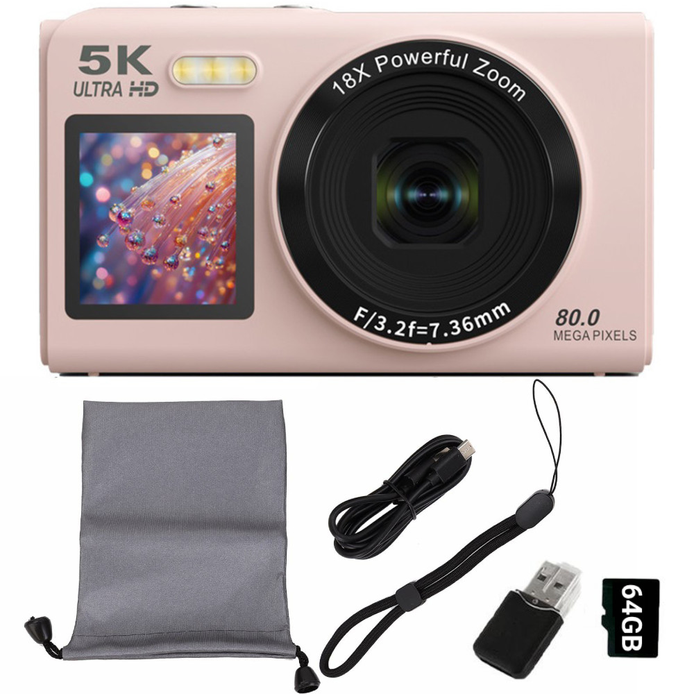 Câmera Digital 80MP 5K Com Tela Dupla-Zoom 18x E Foco Automático