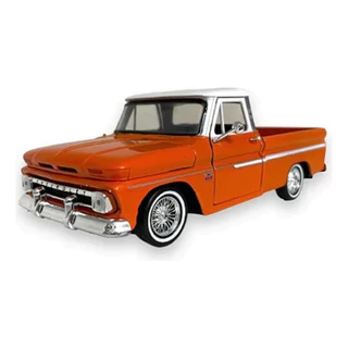 Miniatura Chevy C10 Fleestside 1966 Pickup 1/24 Cor Laranja