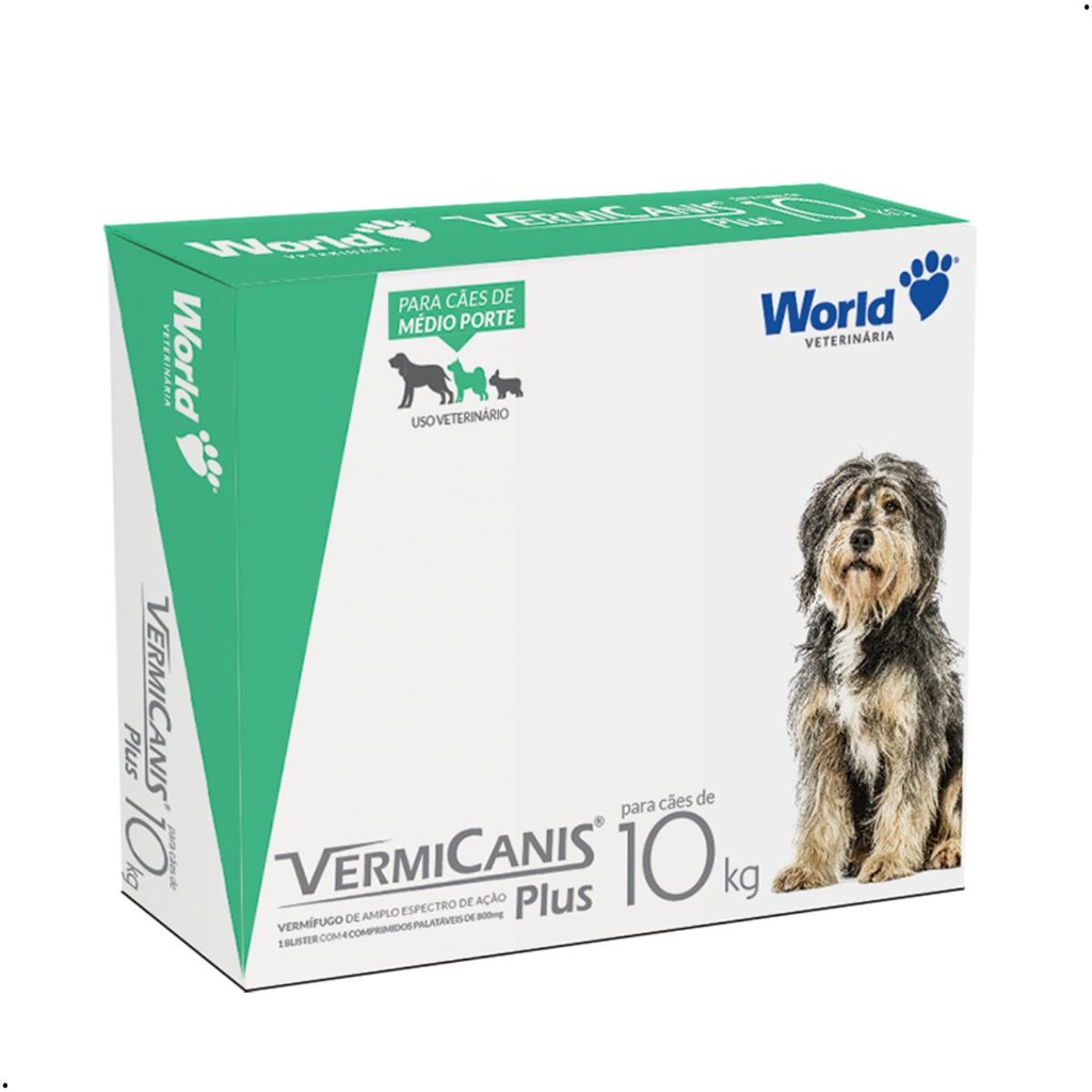 VermiCanis Plus 800mg Vermífugo Proteção Completa Cães 10Kg