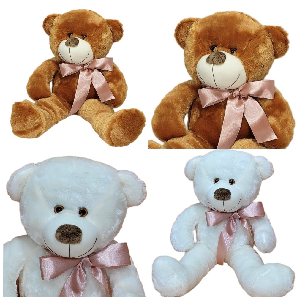 Urso de Pelúcia Antialérgico Grande com Laço Rose 50cm | Shopee Brasil