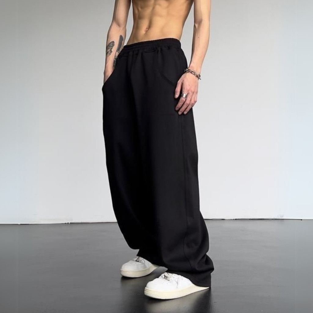 Calça Moletom Masculina Lisa Wide Leg Streetwear Modelo Inverno 