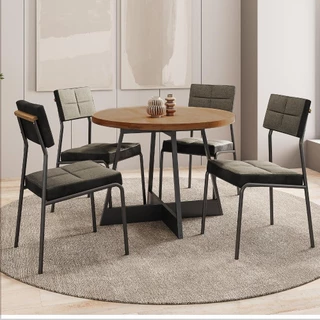 Conjunto Sala de Jantar 4 Cadeiras Nairobi Carraro Nogal em Oferta na Shopee