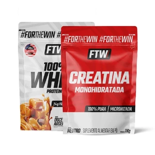Kit 100% Whey Doce de Leite refil 1kg e Creatina refil 1kg Ftw