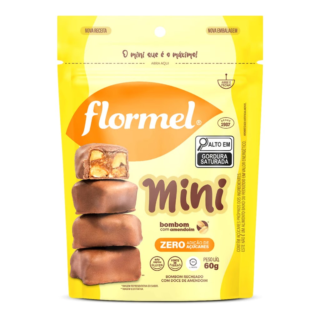 Flormel - Mini Bombom - 60g - Zero Açúcar - Amendoim | Shopee Brasil