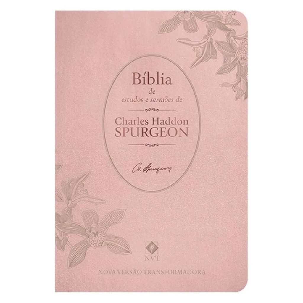 Biblia de Estudo e Sermões Spurgeon - NVT - Letra Normal - Capa PU Rosé ...