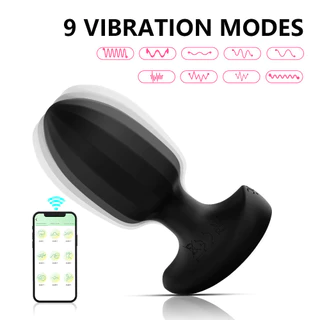 Vibrador Plug Anal Com APP Estimulador Anal para Sexo Anal Cu