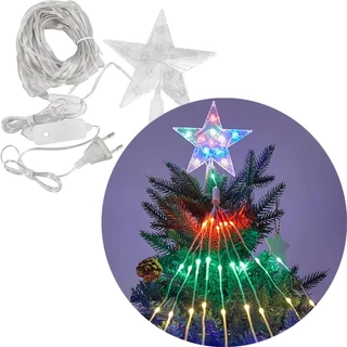 Pisca Luzes LEDs Colorido Ponteira Estrela Árvore De Natal