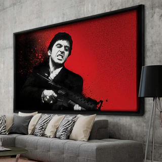 Quadro Decorativo 110x80cm Pôster de Filme Retrô Scarface I Hall Luxo Casa Sala Quarto Grande