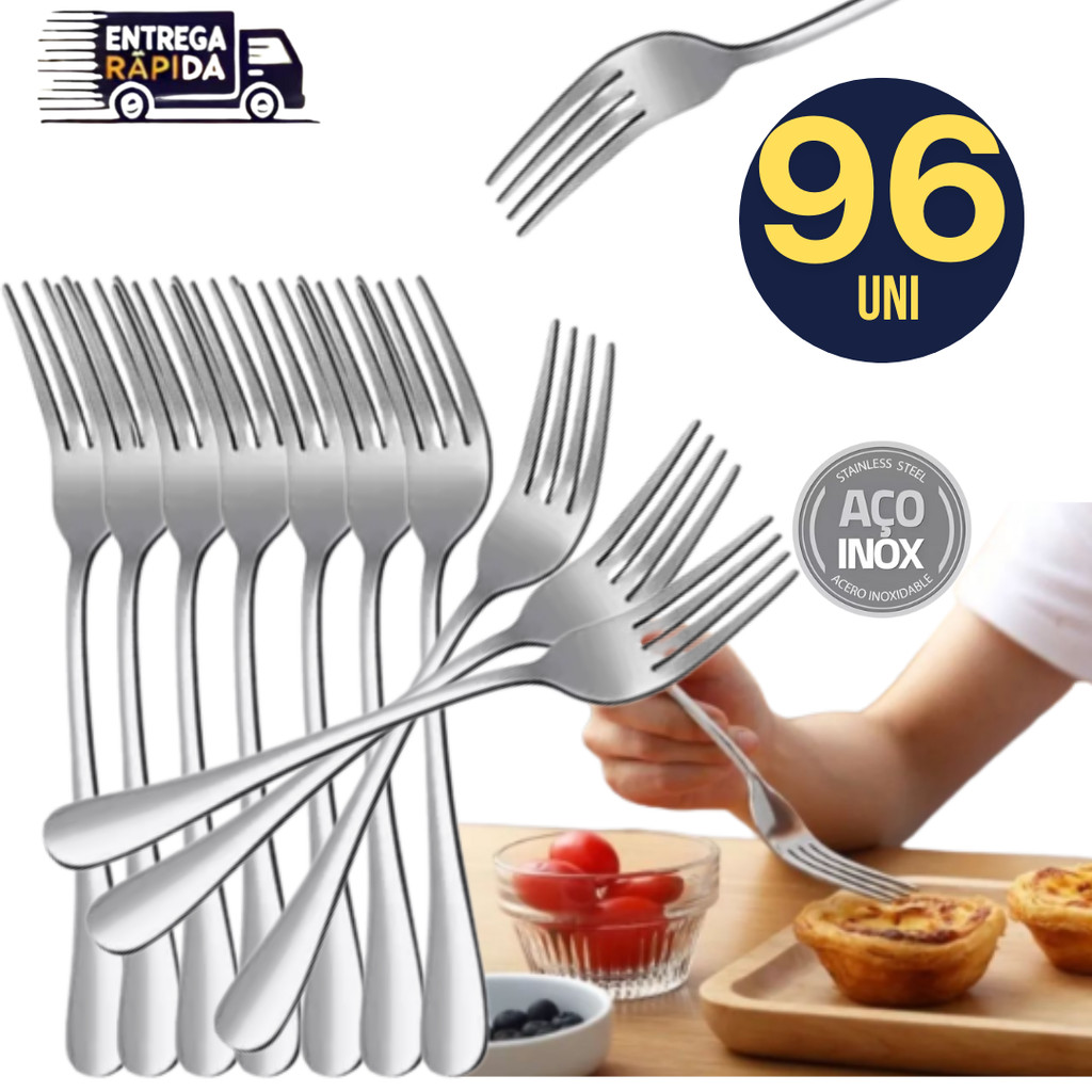 Kit Com 96 Unidades Garfos de Inox Garfo Premium Alta qualidade casa ...