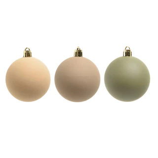 Bolas de Natal em Tubo - Marrom Mocha, Marfim e Verde Militar - 7cm - 6 unidades - Cromus -