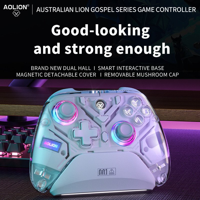 Aolion K10 Controlador De Jogos Com Doca De Carregamento RGB Sem Fio Gamepad Efeito Hall Joystick Gatilho Para Nintend S