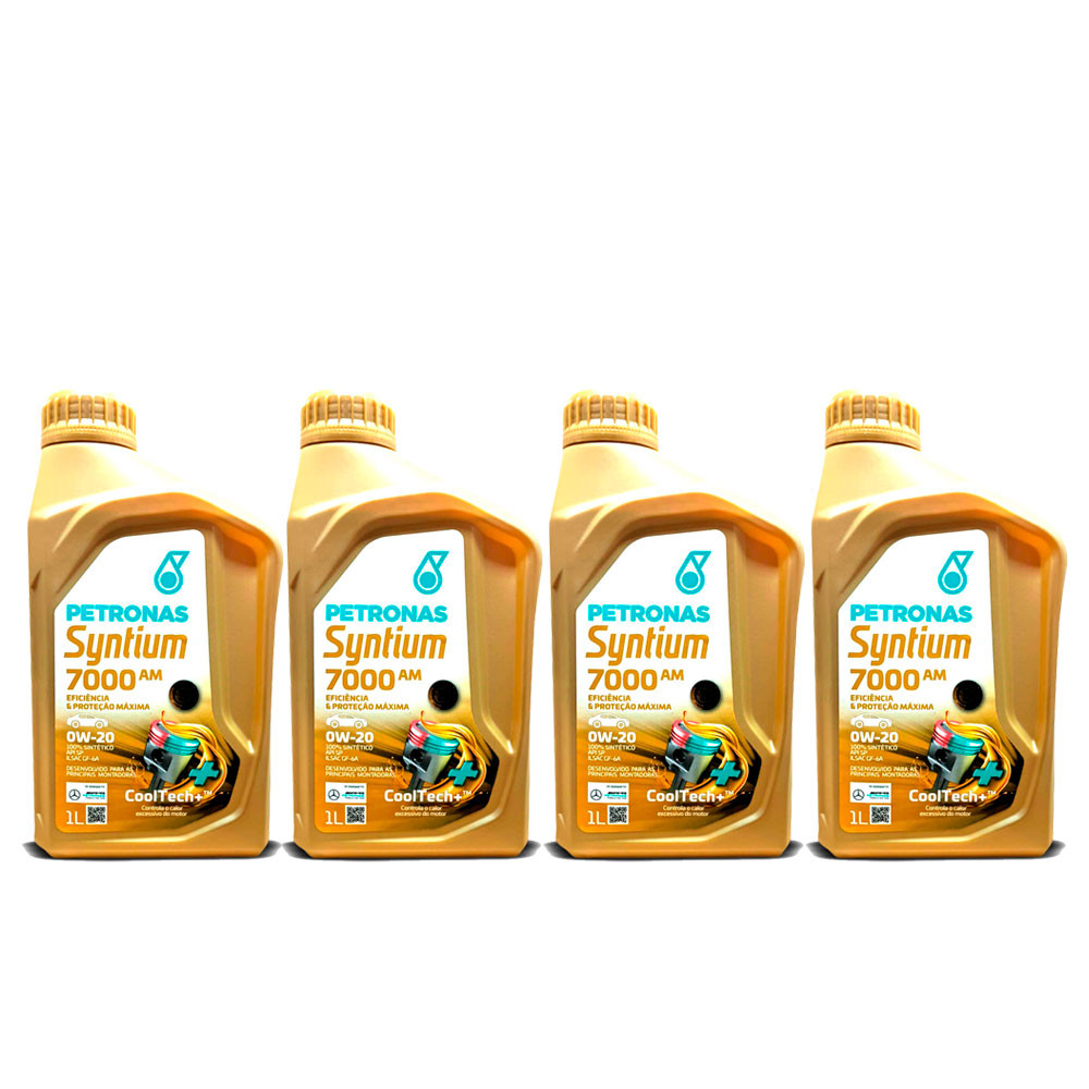 Kit 4 Oleo Motor Petronas Syntium 7000 AM 0W-20 API SP | Shopee Brasil