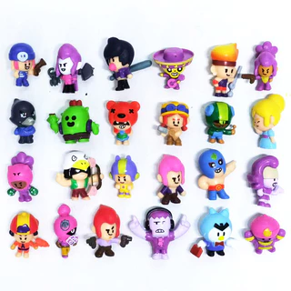Pequenas Partículas Brinquedos Brawl Estrelas Estatueta Kits De Garagem Decoração De Mesa 24 Peças Sacos