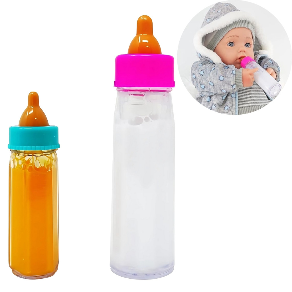 Kit 2 Mamadeira Mágica Leite e Suco Boneca Brinquedo Castela | Shopee ...