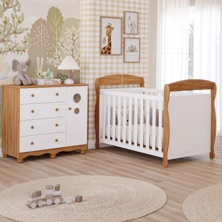 Quarto Bebê Completo Berço Americano Marquesa 3Em1 Cômoda Bolinha 4 Gavetas 1 Porta 100% MDF em Oferta na Shopee