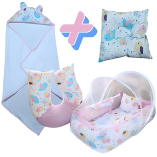 Kit Perfeito: Toalha Infantil, Ninho Redutor, Almofada de Amamentação e Travesseiro Anatômico