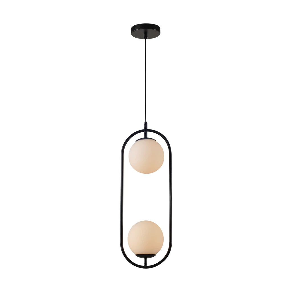 Luminaria Pendente Led Perola Arco Duo 2xG45 Preto Deluxe