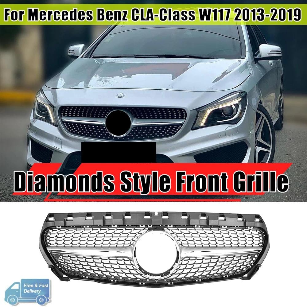 Parrilla Delantera Negra De Malla ABS Para Mercedes CLA (W117) 2013-2019 - CLA180, CLA200, CLA250, CLA45 AMG