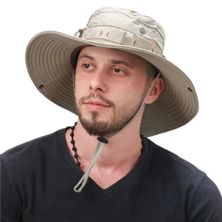 Verão Masculino Balde Chapéu Ao Ar Livre Proteção UV Aba Larga Panamá Safari Caça Caminhadas Malha Pescador Praia Protet