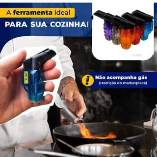 Maçarico Isqueiro Chama Alta Portátil 1300° Cozinha Carvão