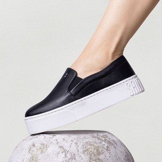 Preto Couro Slip On Santa Lolla Glitter Preto Slip On Santa Lolla