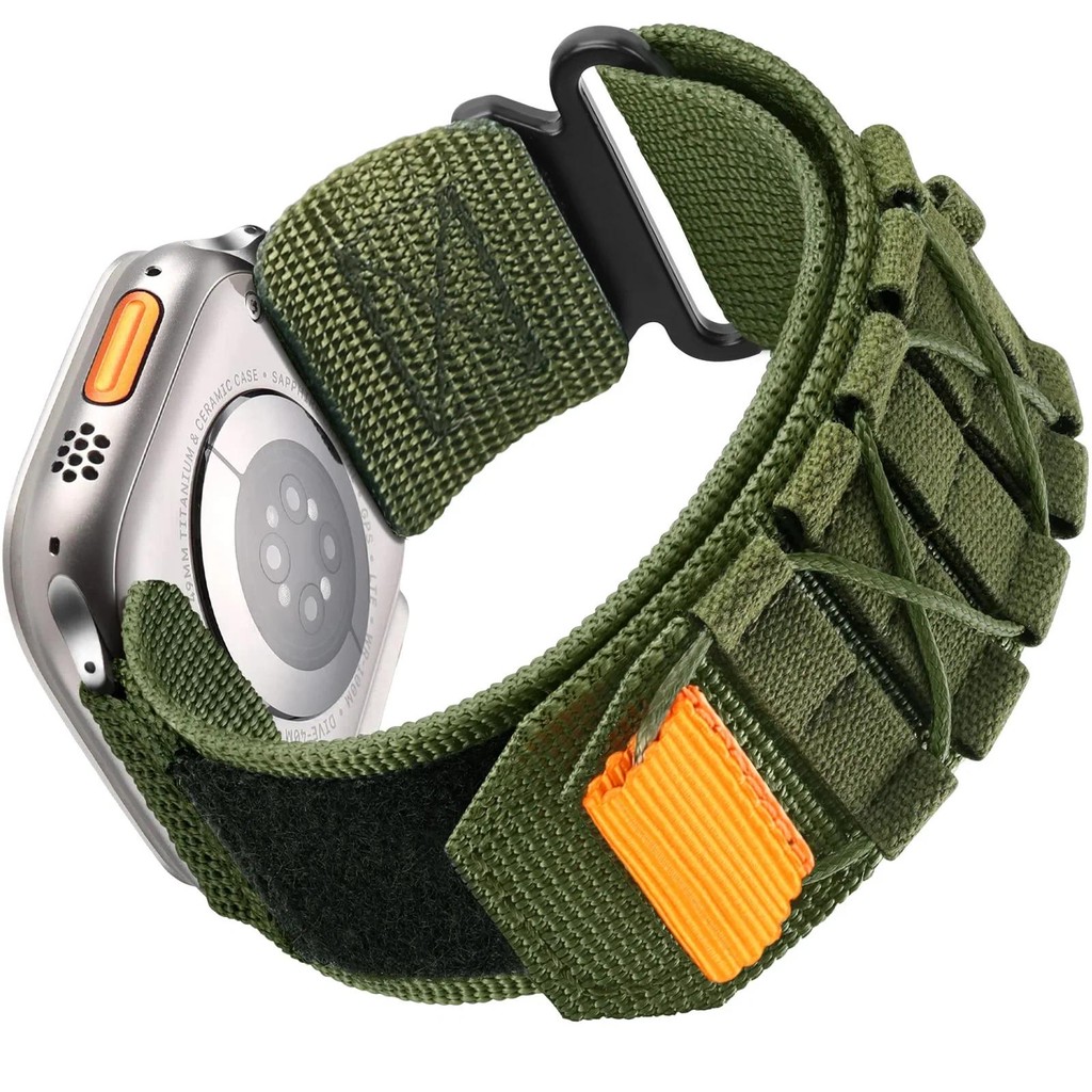 Pulseira Esportiva Tática De Nylon Para Apple Watch S10 42 46 Ultra 2 Série 10 9 8 7 6 SE 5 4 iwatch 49/45/44/42/41/40/3