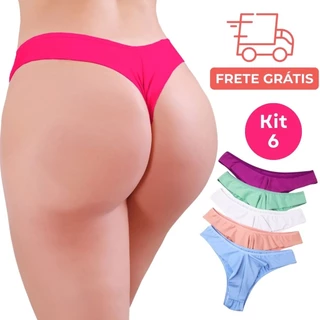 Kit 6 Calcinhas Empina Bumbum Fio Dental Duplo Não Marca - Isis