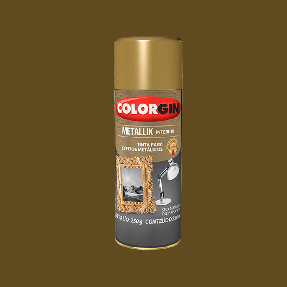 TINTA SPRAY METALLIK INTERIOR OURO 52 COLORGIN 350ML | Shopee Brasil