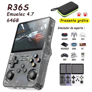r36s vídeo game portátil, Emuelec 4.7,64GB,15000 jogos,console de jogos portátil，r36s brasil,Presente de aniversário