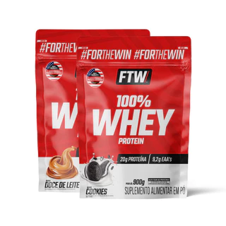 Kit 100% Whey 900gr Refil Doce de Leite e Cookies FTW