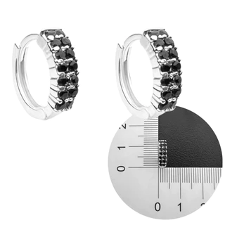 Brinco de Prata Argola Cravejado Zirconia Preta em Oferta na Shopee