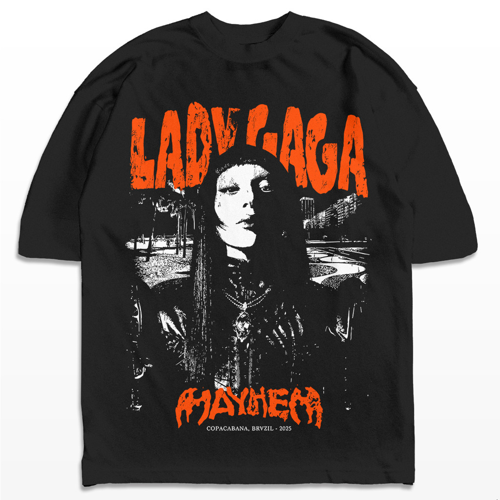 Camiseta Oversized Lady Gaga Mayhem Copacabana Show Rio Cantora