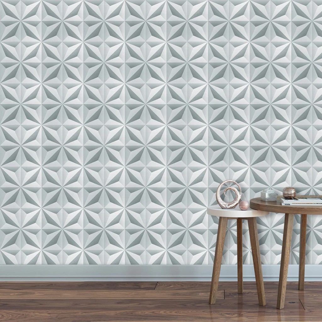 Papel de Parede 3D Modelo Mosaico Cinza 10 METROS x 45CM Adesivo Autocolante para Sala, Quarto