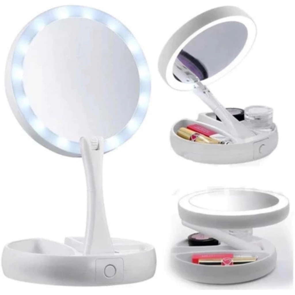 Espelho Camarim Dobrável com Led | Shopee Brasil