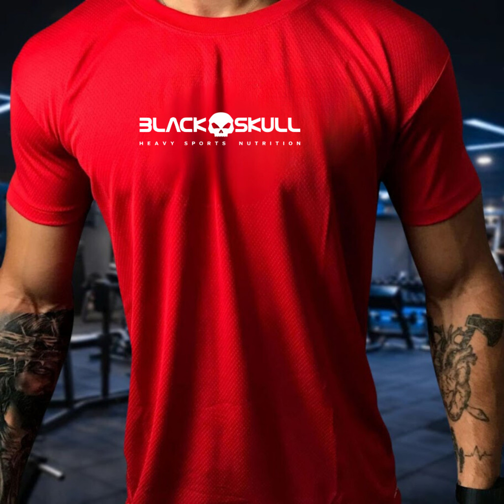 Camisa Dry Fit Masculina - 
 BLACK SKULL Academia, Corrida, CrossFit, AntiOdor - Alta Durabilidade