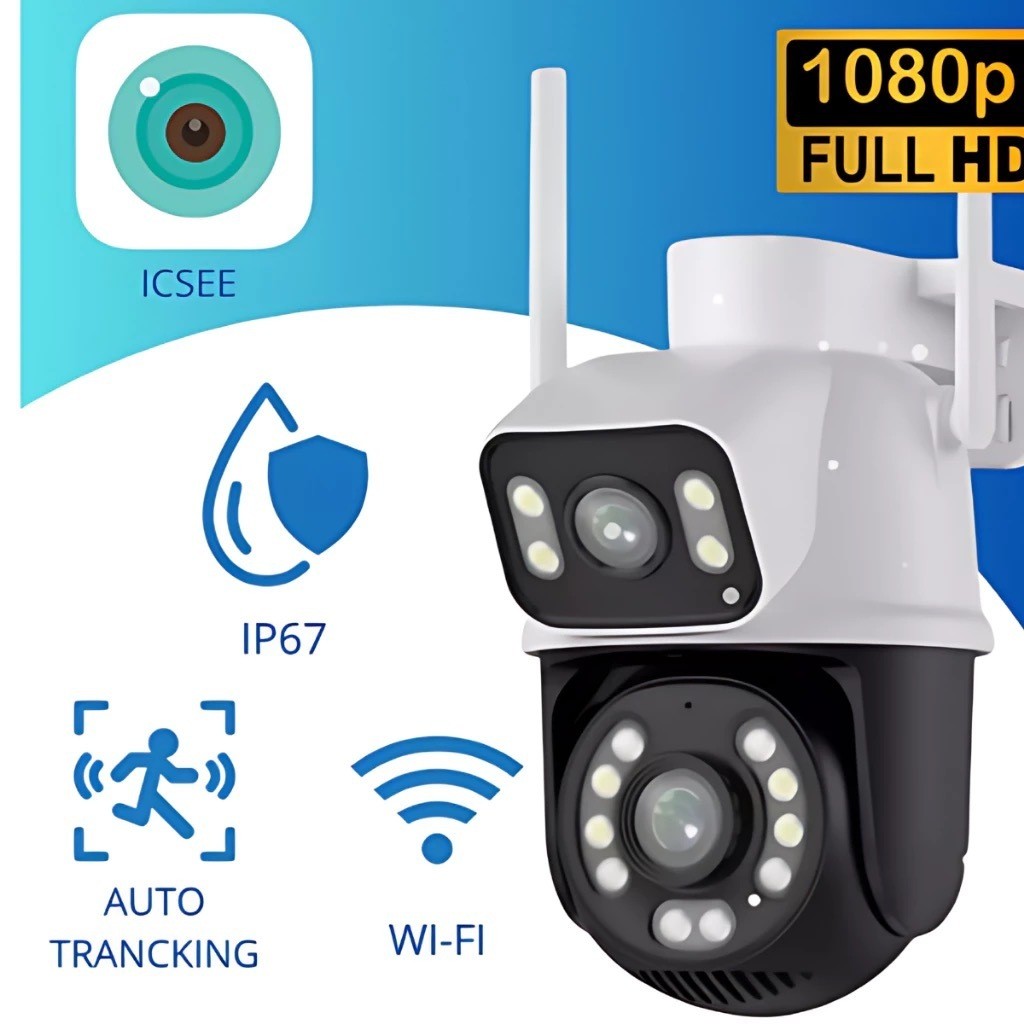 Camera Segurança Externa Lente Dupla Rastreamento Zoom A28b Wi-Fi Smart IP66 App ICSEE Envio Imediato