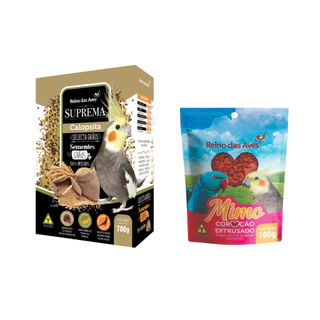 Kit 1un Suprema Calopsita 700g + 1un Mimo Coração Extrusado 100g - Reino das Aves