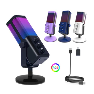 M7 USB Microfone Condensador RGB Gravação Live PC Gamer Gaming Para Tipo c Telefone PS4 PS5 Laptop