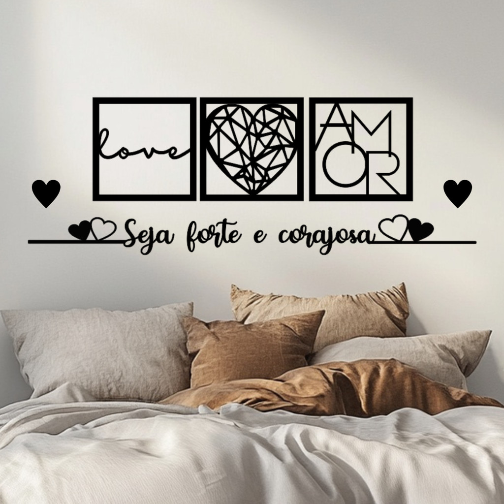 Kit 4 Plaquinhas quadro decorativo sala frases decorativas para paredes ...