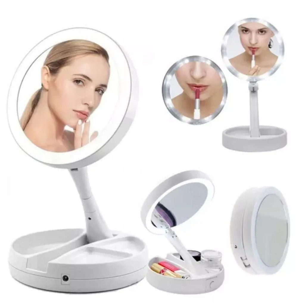 Espelho Camarim Dobrável com Led | Shopee Brasil